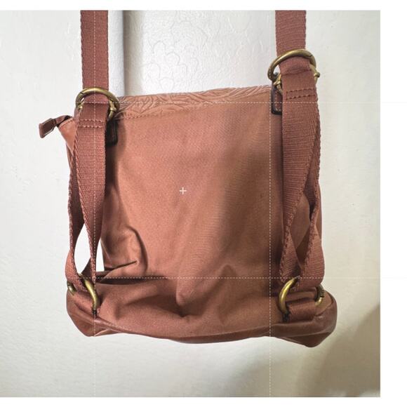 The Sak Ventura Backpack in Leather Adjustable Convertible Strap Tobacco Floral - Picture 6 of 6